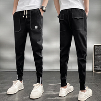 Black samurai pants men Korean version of the trend casual pants closed trousers trembles with the same pair of legs slim mens overalls