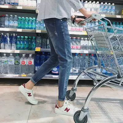 Ankle-length pants denim pants 2021 spring men Korean fashion slim straight casual Joker small feet 9-point pants