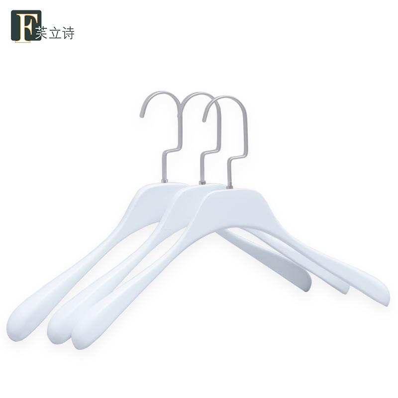 Fleece white wooden hangers Clothing store special hangers Household wooden clothes hangers custom hangers logo clearance