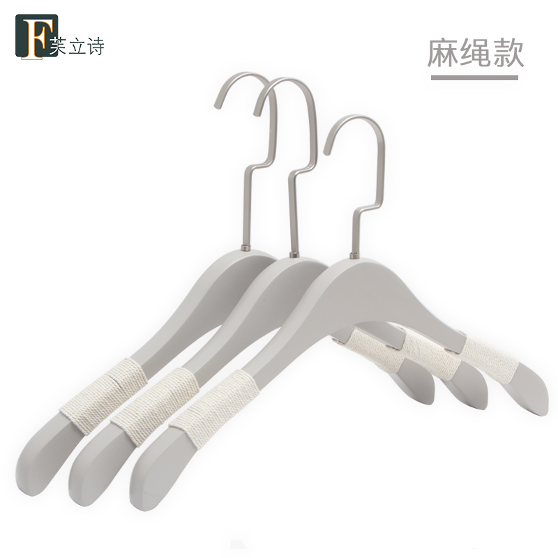 Flip Poetry Grey Wood-hanger Son Real Wood Hanger Clothes Hanging Clothing Shop Exclusive Women's Logo Custom Clothes Hanger Pants