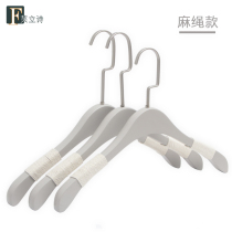 Fu Lishi gray wooden clothes shelf solid wood clothes hanging clothing store special womens logo custom hanger pants