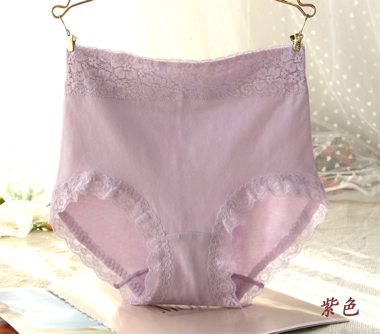Quần lót eo cao của phụ nữ cotton cotton cotton túi hông hông kích thước lớn liền mạch ren vải cotton nữ tóm tắt quần lót đôi