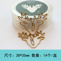 Little deer head paper clip cute paper clip creative Korean bookmark Pin button Christmas wholesale