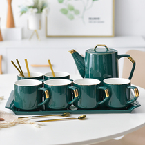 Nordic dark green ceramic water cup Coffee cup saucer Water cup Tea cup set cup Living room household European light luxury