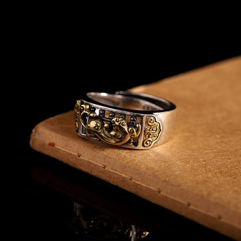 Chunfeng sihan s925 thai silver seiko pixiu abacus ring personalized unisex niche open ring