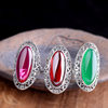 Chun Feng Si Han Literary Retro Distressed Thai Silver Handmade 925 Silver Jewelry Exaggerated Women's Faceted Blue Sandstone Ring