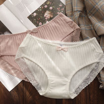 Girls  underwear Female pure cotton girl Japanese comfortable medium and low waist threaded white foreign trade lace underpants