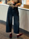 Retro Scimitar Jeans for Women 2026 Spring New Large Size Pear-Shaped Body High-Waisted Slimming Nine-Point Wide-Leg Pants