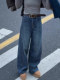Vintage Blue Scimitar Jeans for Women, Spring New Style, Plus Size, Pear-Shaped Body, Loose, Slimming, Straight-Leg, Wide-Leg, Floor-Length Pants
