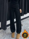 Fleece-Lined Jogger Pants for Women, Winter New Style, Plus-Size, Pear-Shaped Body, Loose Fit, Slimming Straight Wide-Leg Pants