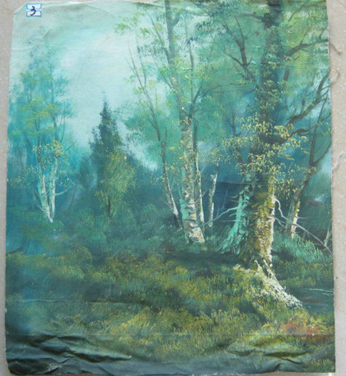 Calligraphy and painting original fine art works art painting manuscript Wenge period handpainted landscape flower cloth surface oil painting 03