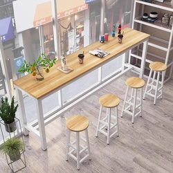Wall-Mounted Bar Table for Home Use, Simple Balcony Window-Side Table, Bar and Milk Tea Shop High Table and Chairs, Long Dining Table, Narrow Table and Chairs