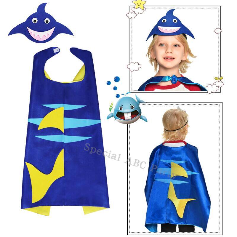 儿童海洋动物表演披风卡通鲨鱼头饰套装幼儿园演出服道具