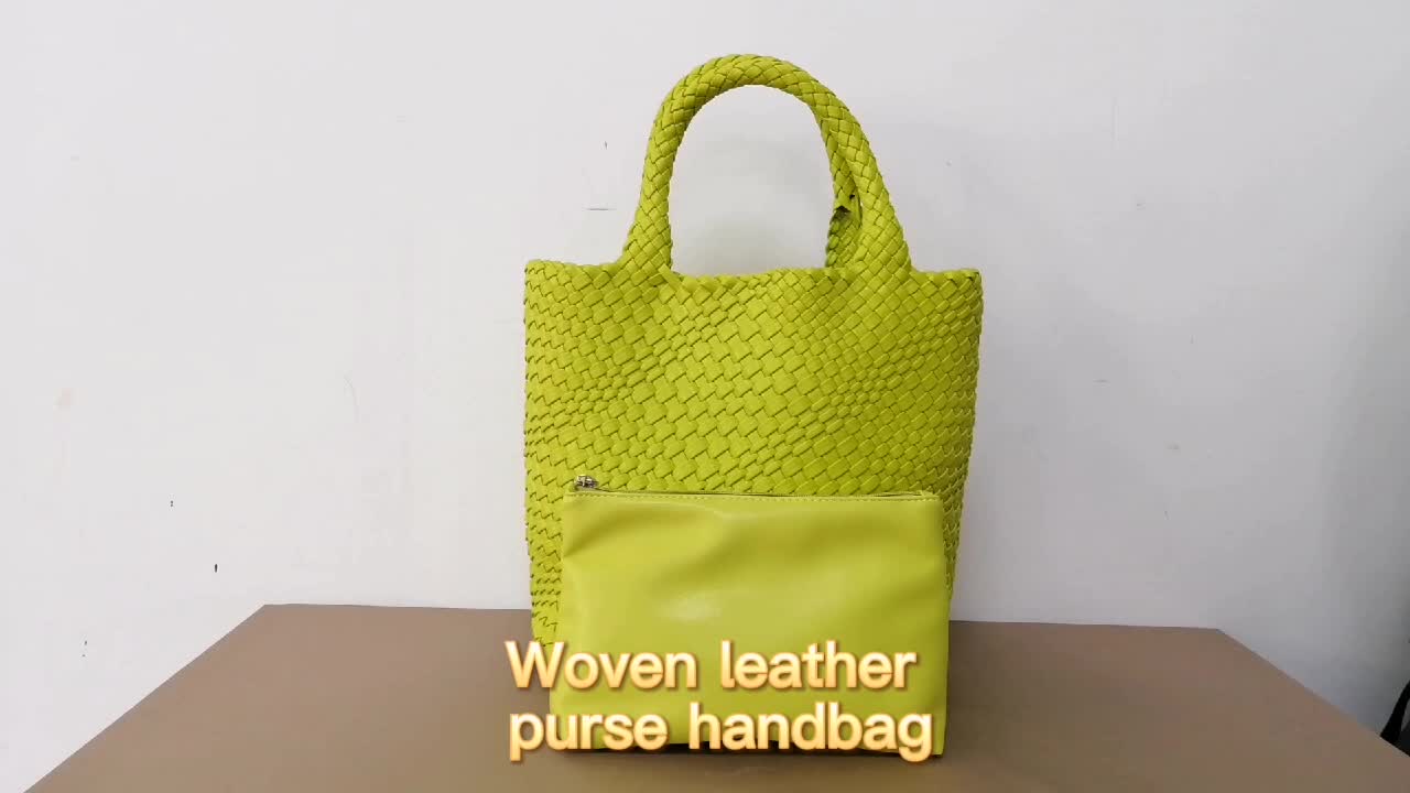 2024 Custom Handmade Woven Leather Bucket Bag Handbags For Women Luxury With Small Purse