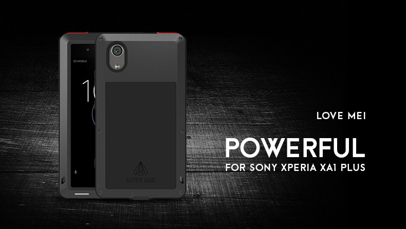 LOVE MEI Powerful Water Resistant Shockproof Dust/Dirt/Snow Proof Aluminum Metal Outdoor Gorilla Glass Heavy Duty Case Cover for SONY Xperia XA1 Plus