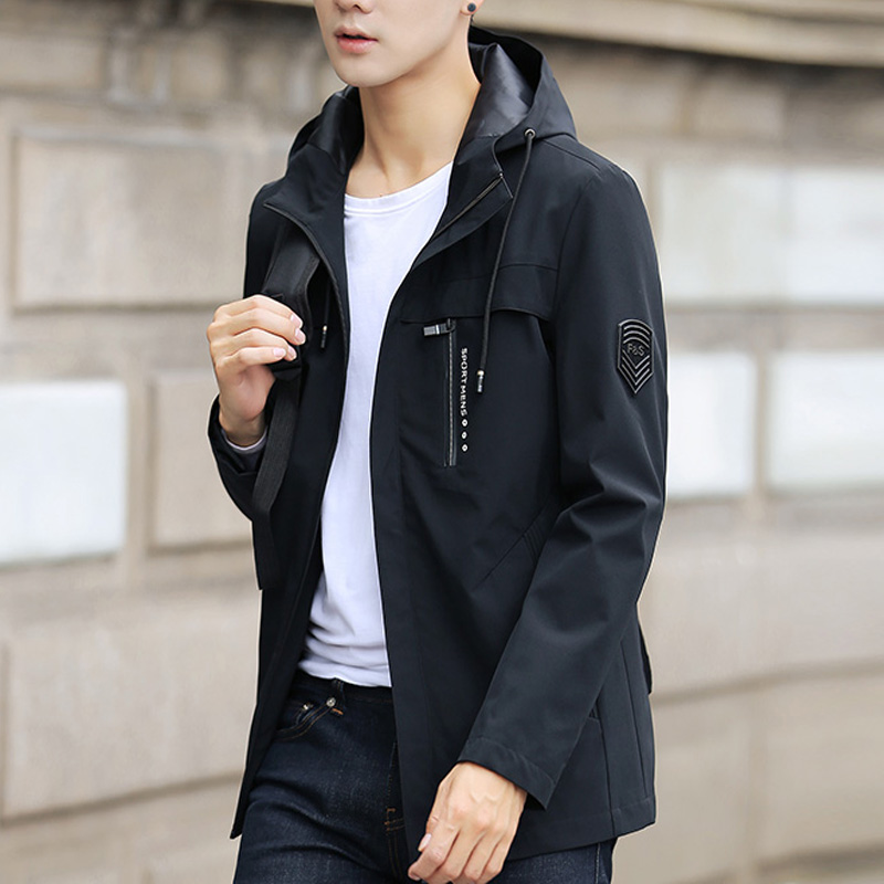 2020 autumn and winter new men's jackets Korean style slim jacket men's plus velvet thick mid-length style clothes men