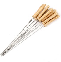 Stainless steel wooden handle barbecue signature lamb kebab barbecue tool skewers supplies iron sign round sign accessories barbecue needle