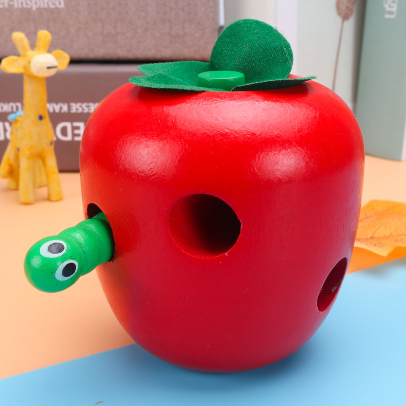 Classic Teaching Aids Large Numbers Bug Eats Apple Wooden Toys Early Education Toys Montausoli Teaching Aids Threading Toys
