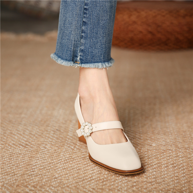 Clear cabin ~ Hepburn square head Mary Jane shoes 2022 new word cingulum High heel shoe design feeling small crowd 100 lap