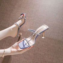 Have heel sandals Water drill sandals womens toes 2020 Summer new 100 hitch with half slippers to wear red tides