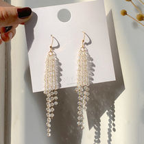 Earrings Atmosphere Full Drill Flow Su Earrings Han Edition Net Red Long earrings 2020 Chaos with a thin face