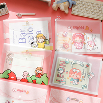 A4 Transparent Plastic Zip File Bag Students with large capacity Girl Hearts Cute Korean version Jane approximately press buckle cashier bag
