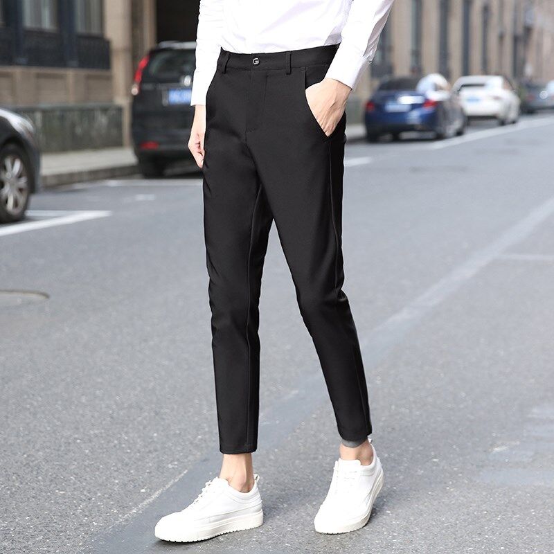 Trousers men's spring and summer 2022 new Korean version of the wild straight nine points leisure business British slim fit cigarette pants men