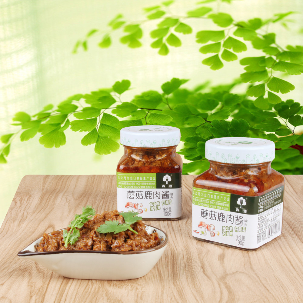 Chengde production Hebei Pingquansen Source Mushroom Deer Meat Sauce Mix Rice Vegetable Original Flavor Mushrooms Sauce 190g * 2 bottled