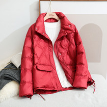 2021 new autumn and winter down jacket womens short thin small thin white duck down anti-season stand collar coat tide