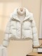 Down jacket women's short 2025 new Korean style loose thickened versatile white duck down winter coat for small people trendy