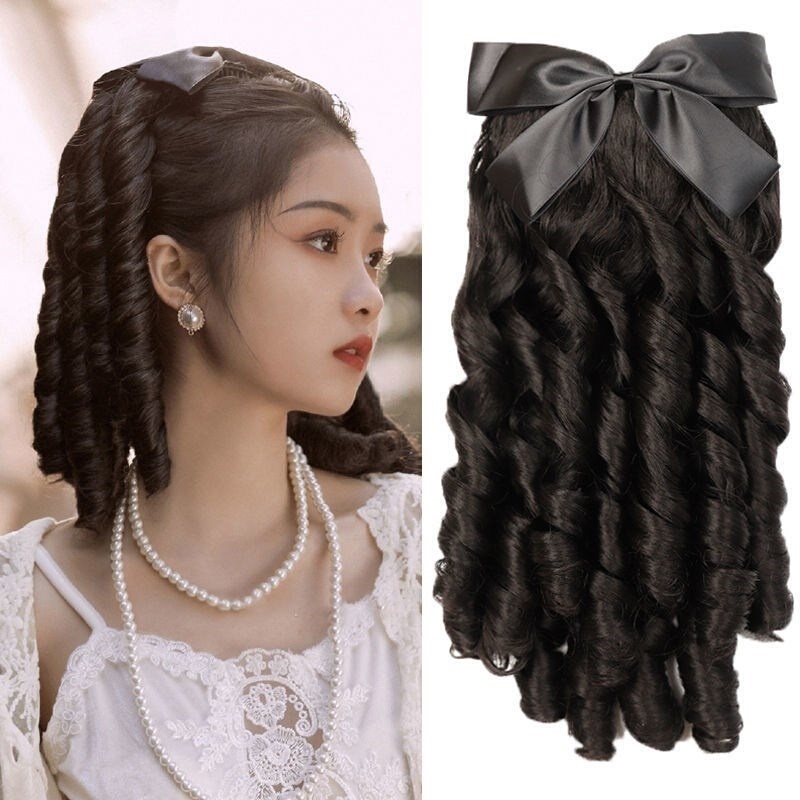 Republic of China Style Wig for Women, Curly Hair, Roman Curls, Long Hair, Retro Cheongsam Hairstyle, Golden Pink, Shijia, Bai Xiuzhu, Lolita, Ponytail Republic of China Style Wig for Women, Curly Hair, Roman Curls, Long Hair, Retro Cheongsam Hairstyle, Golden Pink, Shijia, Bai Xiuzhu, Lolita, Ponytail