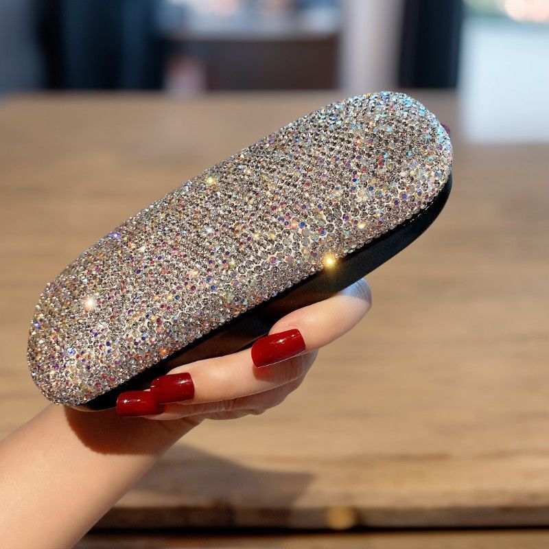High-End Diamond-Encrusted Glasses Case, Light Luxury and Fashionable Sunglasses, Myopia Glasses Storage Box, Pressure-Resistant, Simple and Portable for Girls