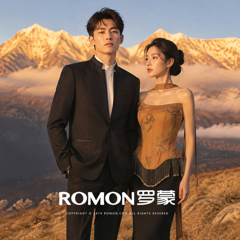Romon's New Chinese-Style Embroidered Engagement and Wedding Fashion Suit, Men's Zhongshan Suit, New Chinese-Style Suit Set for Men Romon's New Chinese-Style Embroidered Engagement and Wedding Fashion Suit, Men's Zhongshan Suit, New Chinese-Style Suit Set for Men