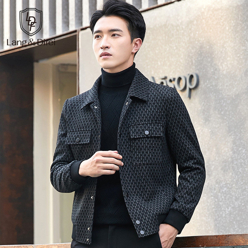 Landifi Tide Card Jacket Jacket Autumn Winter Men's Small Plaid Fashion Trends Korean Version handmade