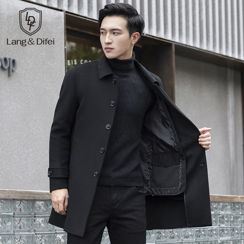 Autumn and winter business casual jacket mulberry silk inner bile double-sided pure wool coat men's youth