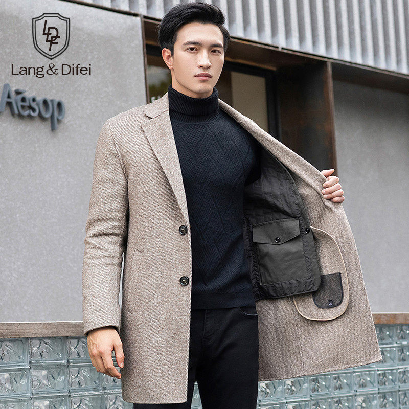 100% pure wool mulberry silk liner autumn and winter double face Son Coat Without Cashmere Thickening Handmade Man Blouse Jacket