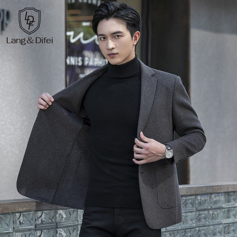 Wool suit men's youth fashion woolen coat men's British Korean version of self-cultivation temperament thick small suit tide