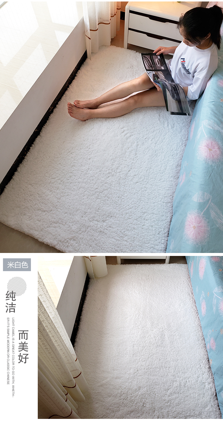 IKEA len nhung thảm phòng ngủ giường đầy đủ cửa hàng dễ thương cô gái phòng net giường đỏ phía trước trẻ em thảm chống vỡ - Thảm thảm ngủ