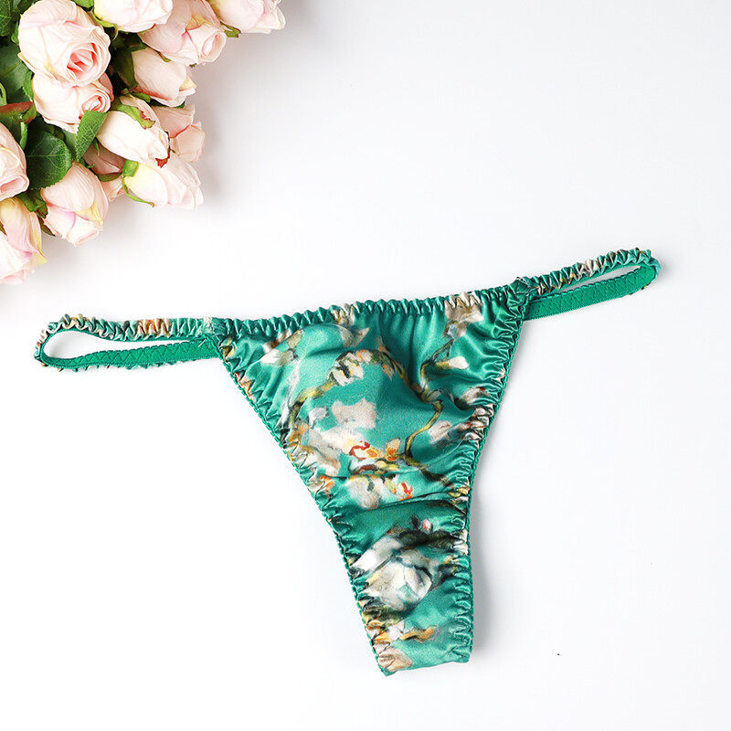 Fight to the End Silk Underwear, Feminine 100% Mulberry Silk Thong, Low-Waist T-Pants, Breathable and Antibacterial Briefs