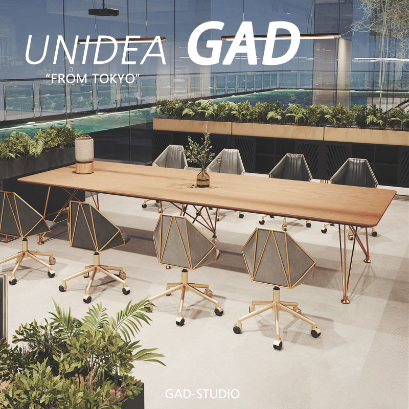 UNIDEA industrial style rest area negotiation reception solid wood conference table long table and chair combination large conference room table