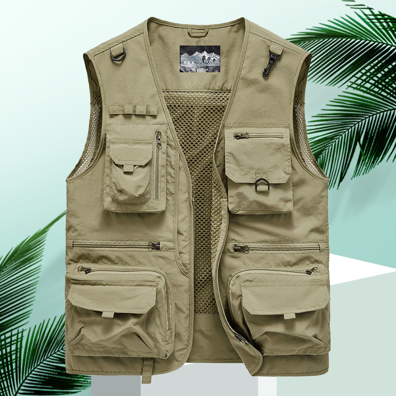Men's Vest for Spring and Summer with Multiple Pockets, Fishing and Photography Vest, Men's Outdoor Workwear Vest Jacket
