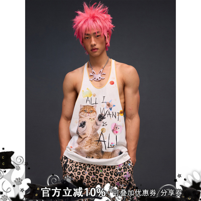 Cfierce "I Want It All" Cat Print Tank Top