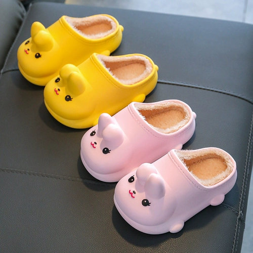 Детские зимние тапочки, нескользящий удерживающий тепло мультяшный милый кролик, водонепроницаемые туфли, коллекция 2022, семейный стиль