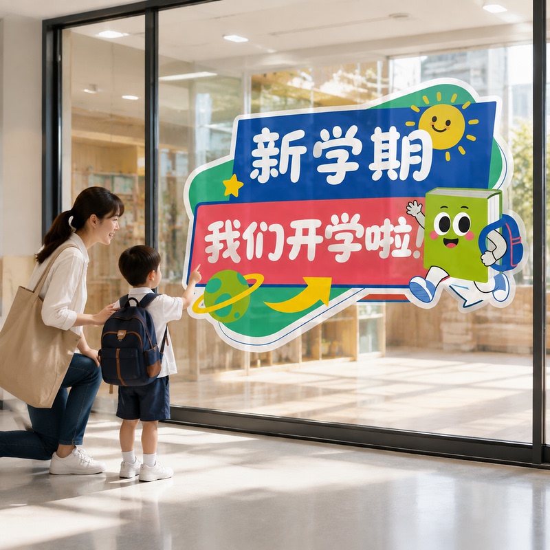 Kindergarten Opening Ceremony Glass Static Cling Stickers, Elementary School Classroom Light-Transmitting but Not See-Through Glass Window Decorations Kindergarten Opening Ceremony Glass Static Cling Stickers, Elementary School Classroom Light-Transmitting but Not See-Through Glass Window Decorations