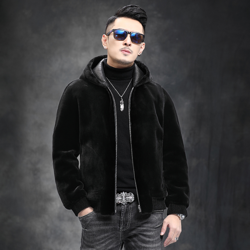 2022 new autumn and winter large size men's clothing leather hair integrated gold mink suede jacket plus fattening up sheep-cut velvety fur coat