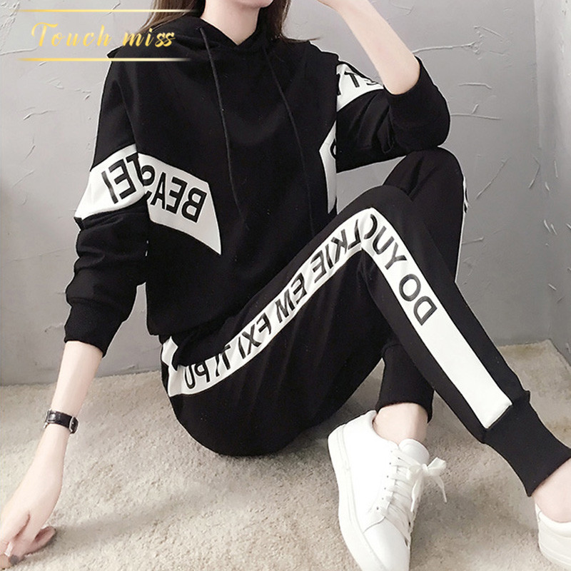 TOUCH MISS LIGHT EXTRAVAGANT BRAND SPORTS SUIT Women Autumn Winter Plus Suede Thickened Foreign Pie loose with two sets