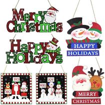 Merry Christmas Wooden Sign Snowman Hanging Plaque