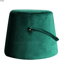 Nordic Thick Sponge Velvet Stools Round Soft Stool Creative