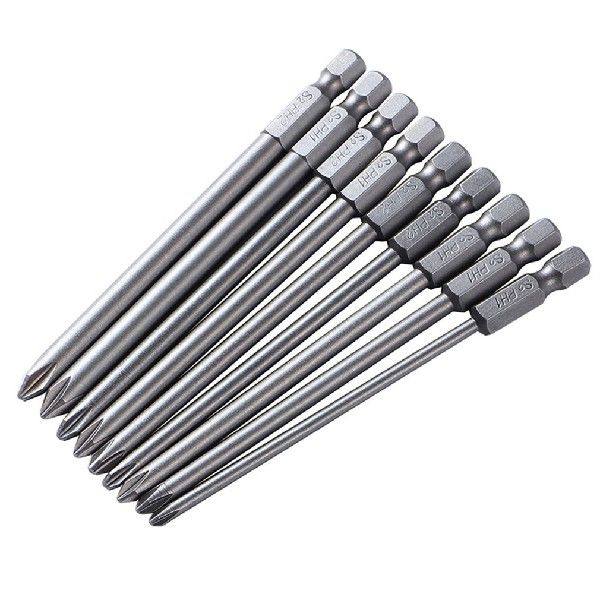 9pc PH2 Magnetic Screwdriver Bit S2 Steel 100mm Long For