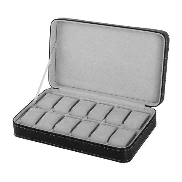 Portable 12 Slots Watch Display Box Storage Organizer With